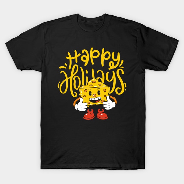 Happy Holidays with Cheese Christmas Cheeseburger T-Shirt by Nutrignz